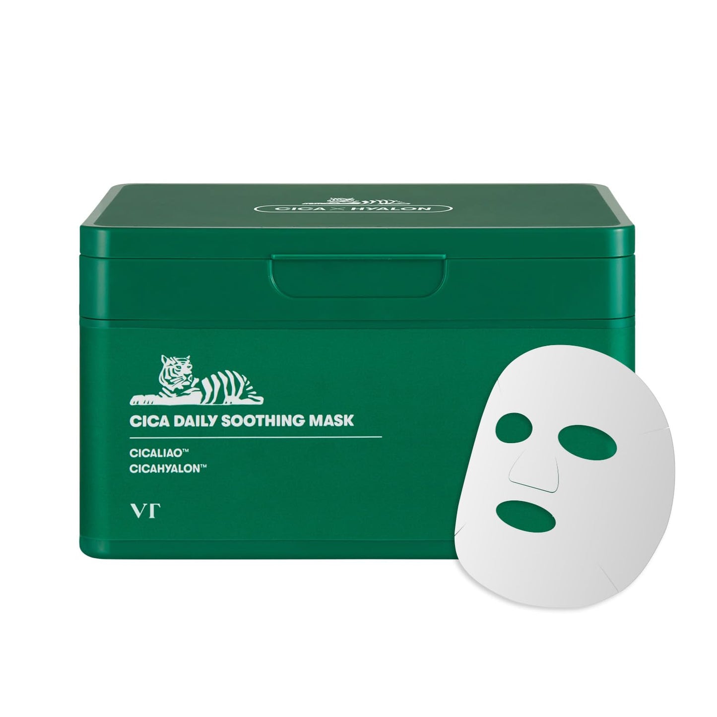 CICA Daily Soothing Mask, 30 Sheet Face Masks for Sensitive Skin, Centella Asiatica & Triple Hyaluronic Acid, Hydrating Korean Sheet Mask for Redness, Dryness & Skin Barrier Care