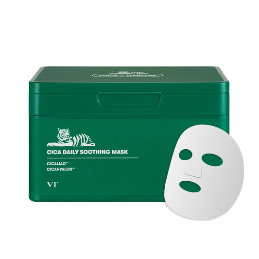 CICA Daily Soothing Mask, 30 Sheet Face Masks for Sensitive Skin, Centella Asiatica & Triple Hyaluronic Acid, Hydrating Korean Sheet Mask for Redness, Dryness & Skin Barrier Care