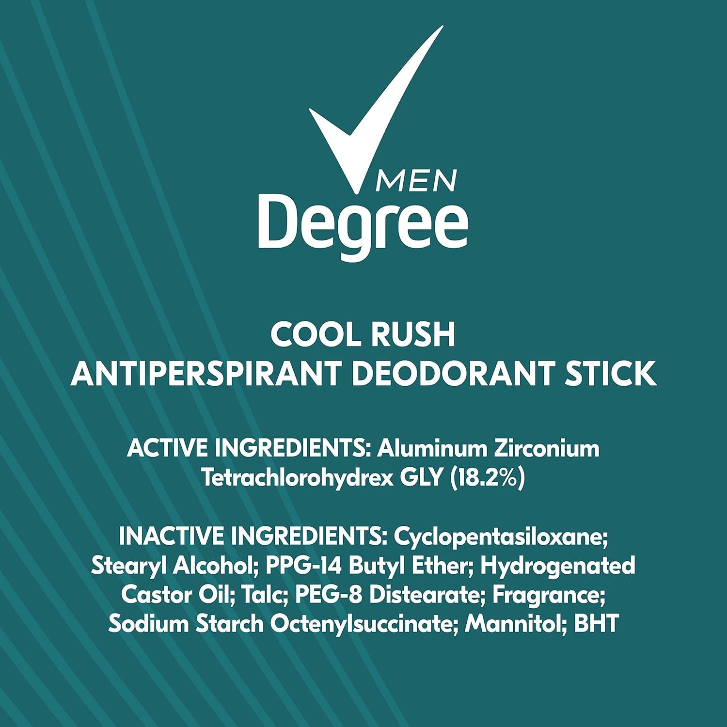 Degree Men Antiperspirant Deodorant Stick Cool Rush 48 Hour Protection 2.7 Oz (Pack of 6)