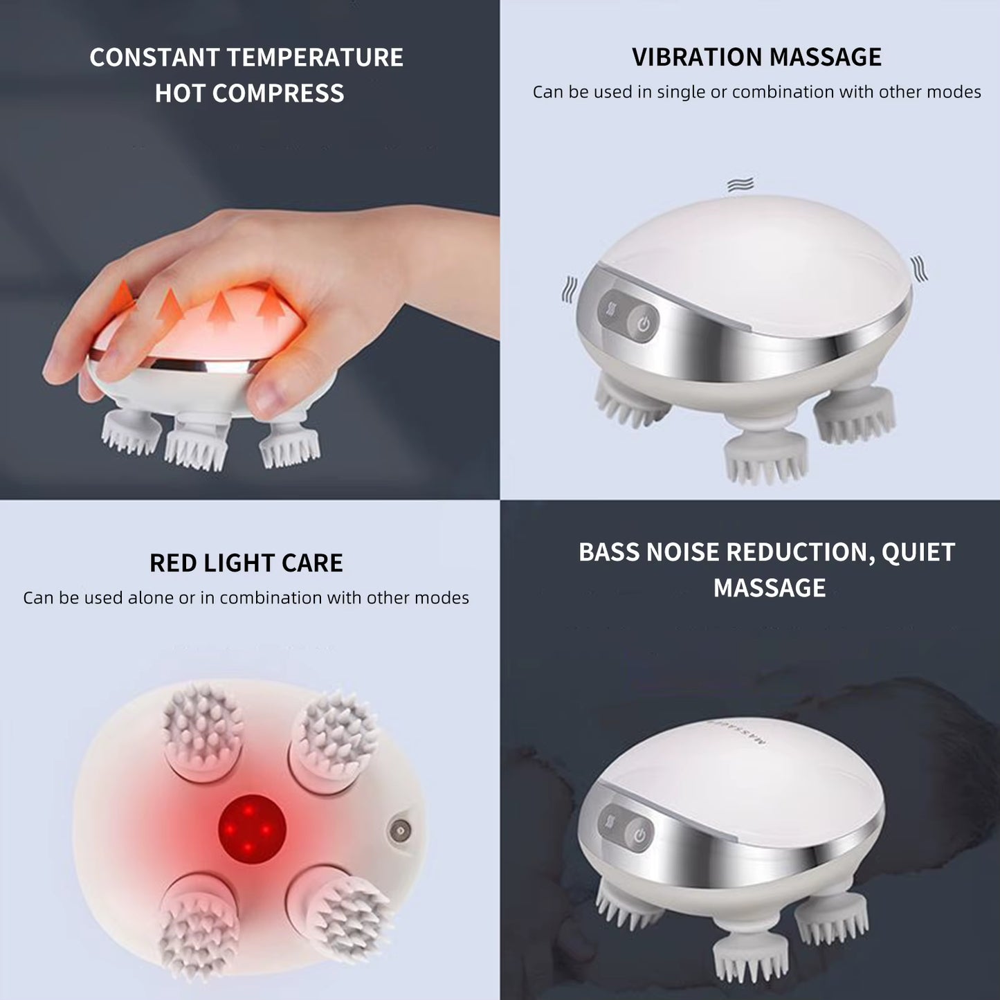 Smart Head Massager with Base Red Light Head Massager for Hair Growth Vibrator Scalp Massage Machine Body Relaxation Treatment